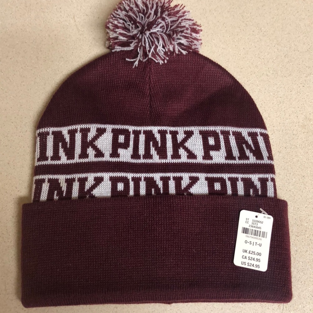Pink beanie hat